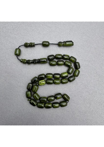 Usta Işçilikli Yeşil Yoğun Hareli Sıkma Kehribar Tespih fırsatları