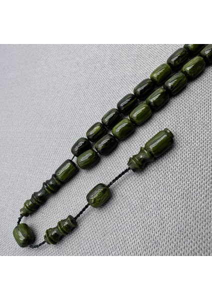 Usta Işçilikli Yeşil Yoğun Hareli Sıkma Kehribar Tespih indirimleri