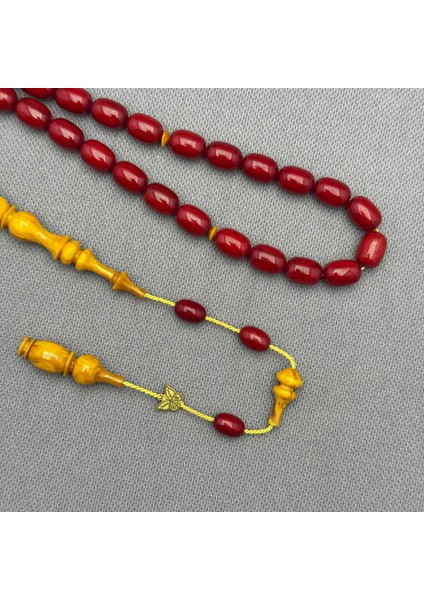 Emine Reşvani Usta Osmanlı Benzetme Hareli Sarı Imame Kırmızı Habbeler Sıkma Kehribar Tespih modelleri