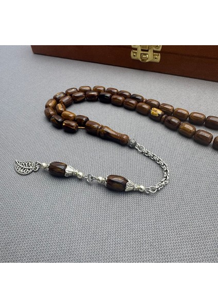 Alpaka Püsküllü Çekoslovak Katalin Desenli Sıkma Kehribar Tespih