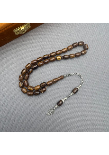 Alpaka Püsküllü Çekoslovak Katalin Desenli Sıkma Kehribar Tespih fiyatları