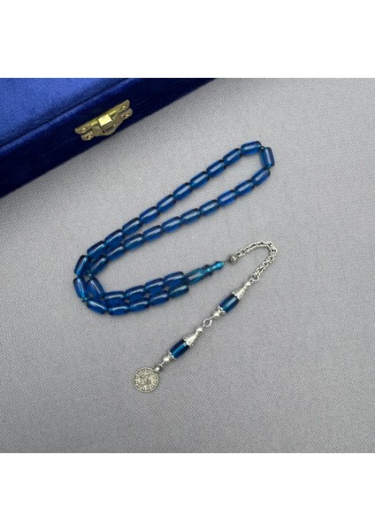 Alpaka Püsküllü Mavi Renk Özel Döküm Kapsül Kesim Sıkma Kehribar Tespih fırsatları