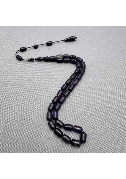 Erkan Çubukçu Usta Işçilikli Şeffaf Mavi Hareli Sıkma Kehribar Tespih fiyatları