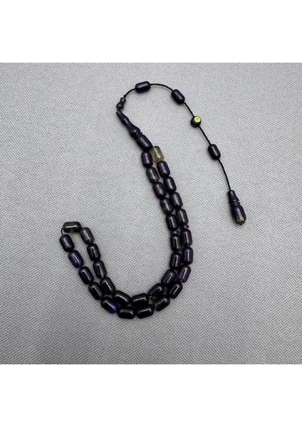 Erkan Çubukçu Usta Işçilikli Şeffaf Mavi Hareli Sıkma Kehribar Tespih fırsatları