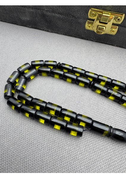 Alpaka Püsküllü Sarı Siyah Sürmeli Kesme Model Sıkma Kehribar Tespih indirimleri