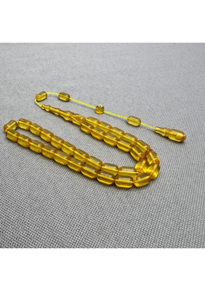 Erkan Çubukçu Usta Işçilikli Sarı Sıkma Kehribar Tespih