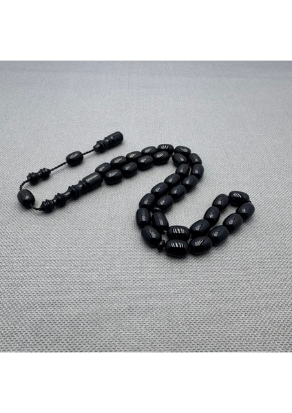 Usta Işçilikli Siyah Sıkma Kehribar Tespih modelleri