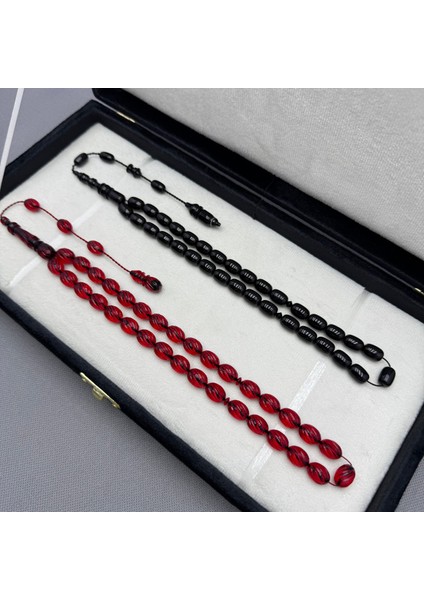 Özel Kalem Işçilikli Ateş ve Sıkma Kehribar Ikili Hediyelik Tespih Set modelleri