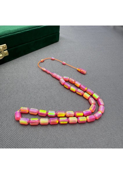 Usta Işçilikli Pembe Yoğun Hareli Orjinal Opal Tespih