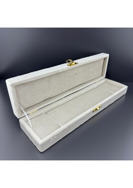 Kırık Beyaz Kadife Tespih Kutusu