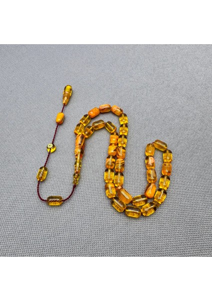 Erkan Çubukçu Usta Işçilikli Yoğun Hareli Sıkma Kehribar Tespih