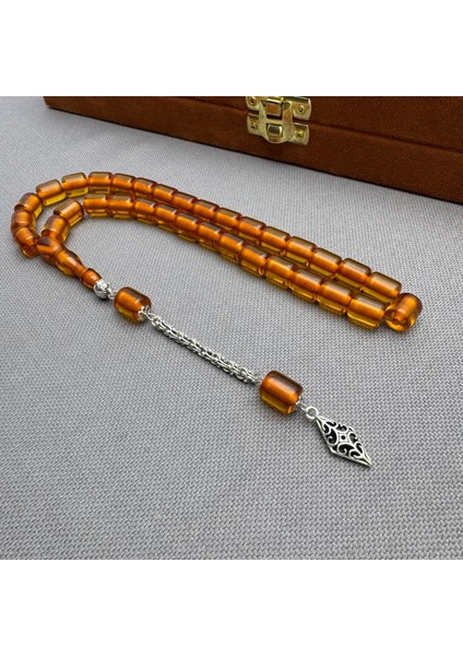 Alpaka Püsküllü Kapsül Kesim Bal Rengi Sıkma Kehribar Tespih fiyatları