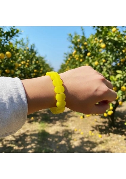 Yetişkin Sıkma Kehribar Limon Sarısı Unisex Yetişkin Kehribar Bileklik