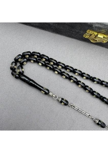 Alpaka Püsküllü Şeffaf Siyah Sürmeli Sıkma Kehribar Tespih modelleri