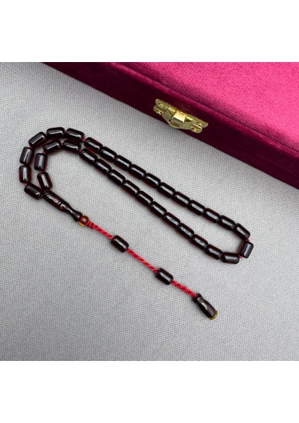 Kızıl Bordo Sistem Dizayn Kapsül Kesim Alman Blok Sıkma Kehribar Tespih