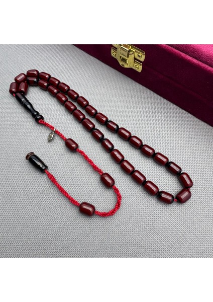 Şükrü Baba Usta Işçilikli Osmanlı Benzetme Kapsül Kesim Vişne Rengi Sıkma Kehribar Tespih fiyatları