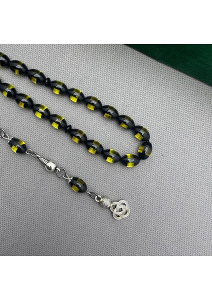 Alpaka Püsküllü Siyah Yeşil Renk Süzmesi Sürmeli Sıkma Kehribar Tespih fiyatları