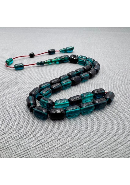 Erkan Çubukçu Usta Işçilikli Zümrüt Yeşil Sıkma Kehribar Tespih