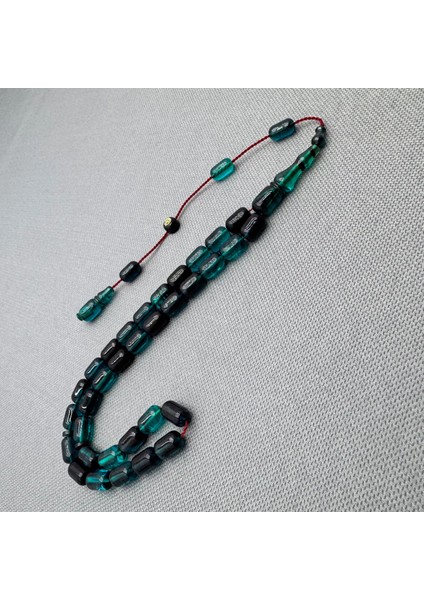 Erkan Çubukçu Usta Işçilikli Zümrüt Yeşil Sıkma Kehribar Tespih indirimleri