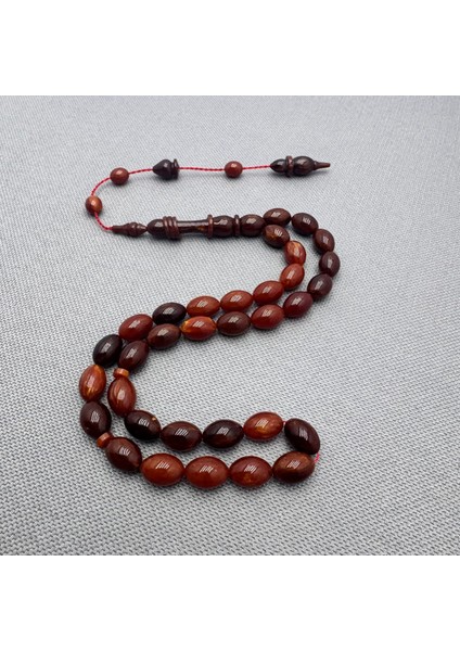 Usta Işçilikli Halkalı Imame Yoğun Hareli Sıkma Kehribar Tespih