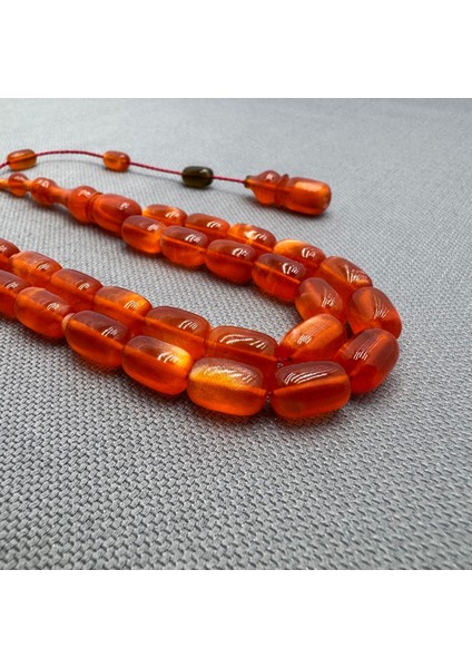 Usta Işçilikli Özel Simli Hamur Sıkma Kehribar Tespih