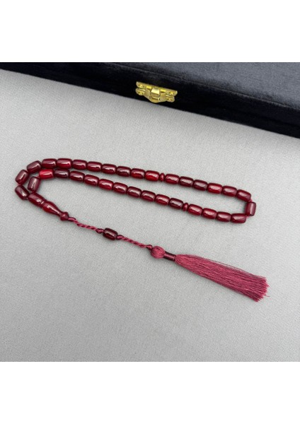 Osmanlı Benzetme Bordo Püsküllü Özel Hamur Sıkma Kehribar Tespih modelleri