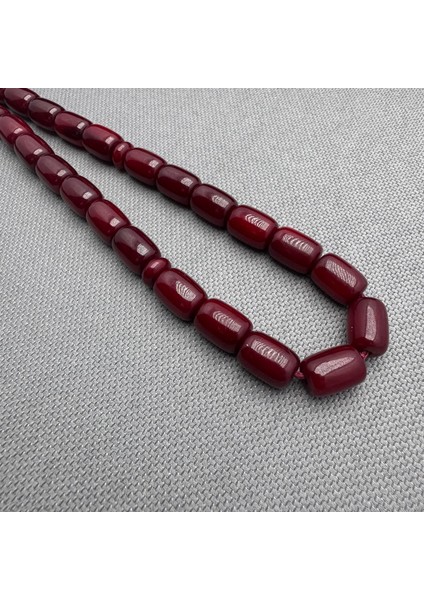 Osmanlı Benzetme Bordo Püsküllü Özel Hamur Sıkma Kehribar Tespih