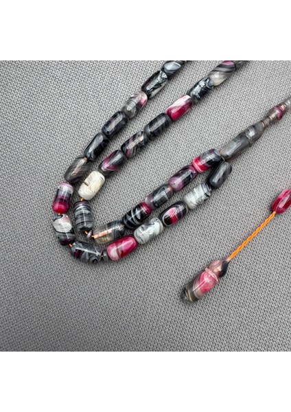 Usta Işçilikli Gri Pembe Mor Yoğun Hare Detaylı Sıkma Kehribar Tespih fiyatları