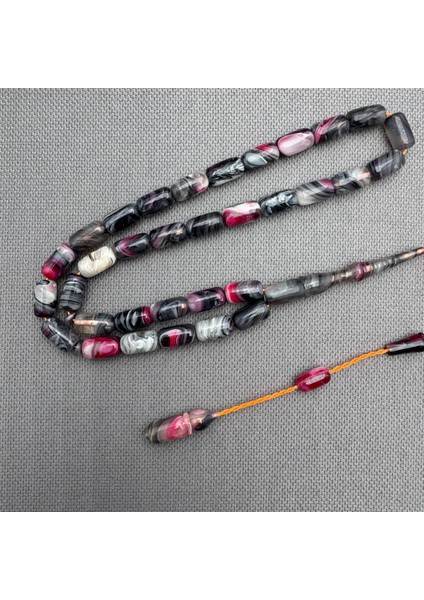 Usta Işçilikli Gri Pembe Mor Yoğun Hare Detaylı Sıkma Kehribar Tespih fırsatları