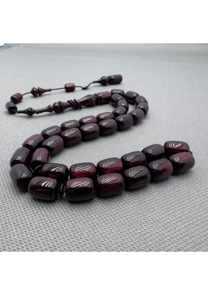 Emine Reşvani Usta Işçilikli Simli Sıkma Kehribar Tespih