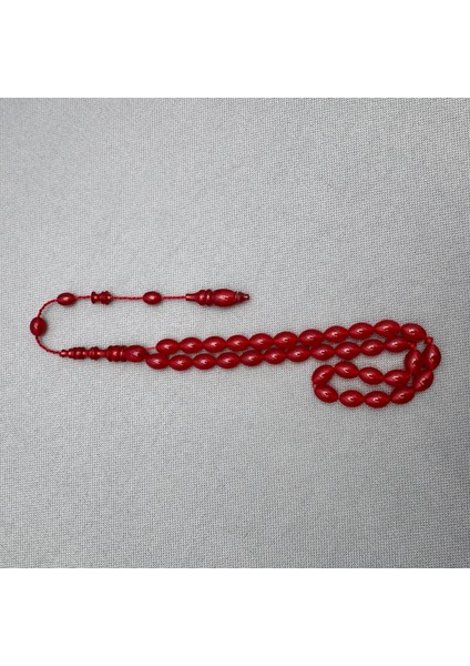 Usta Işçilikli Kırmızı 8X11MM Sıkma Kehribar Tespih modelleri