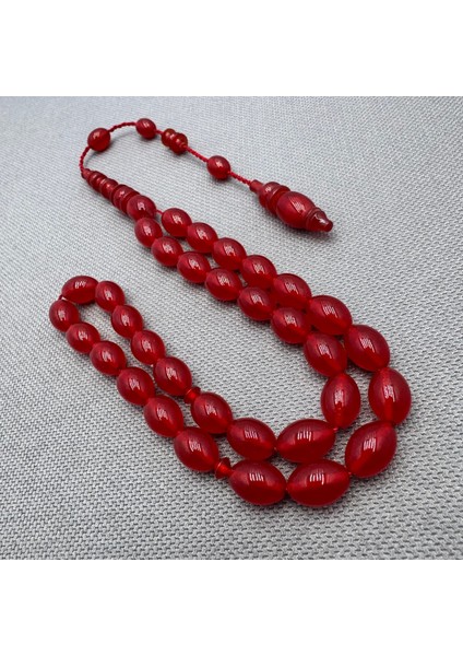 Usta Işçilikli Kırmızı 8X11MM Sıkma Kehribar Tespih indirimleri