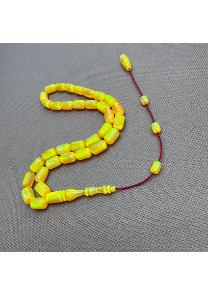 Usta Işçilikli Sarı Yoğun Hareli Orjinal Opal Tespih