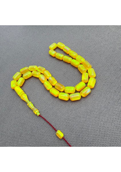 Usta Işçilikli Sarı Yoğun Hareli Orjinal Opal Tespih