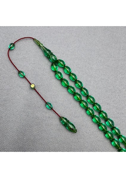 Erkan Çubukçu Usta Işçilikli Zümrüt Yeşili Sıkma Kehribar Tespih modelleri