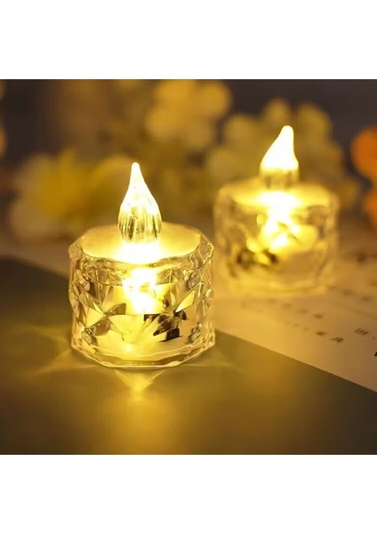 Kristal Dekorlu 1 Adet Alevsiz LED Çay Işık Noel, Partiler, Düğünler ve Romantik Iç Mekan modelleri