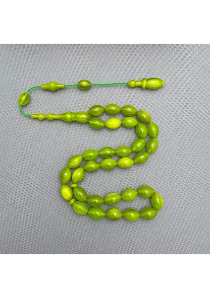 Yoğun Hareli Usta Işçilikli Yeşil Sıkma Kehribar Tespih fırsatları