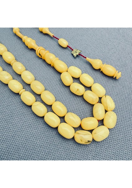 Emine Reşvani Halkalı Tasarım Usta Işçilikli Sarı Hareli Sıkma Kehribar