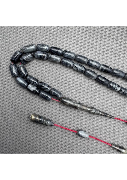 Usta Işçilikli Duman Gri Yoğun Hareli Sıkma Kehribar Tespih fiyatları