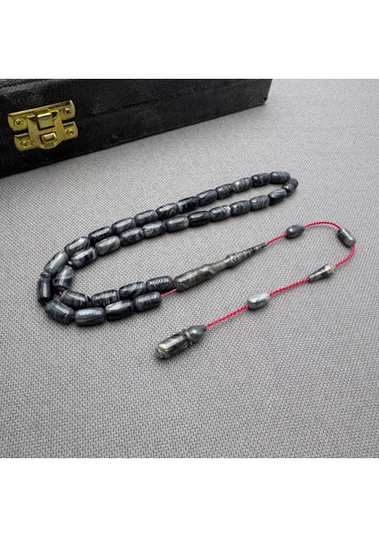 Usta Işçilikli Duman Gri Yoğun Hareli Sıkma Kehribar Tespih modelleri