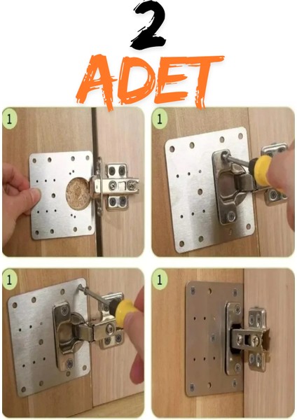 Dolap Kapak Taş Menteşe Tamir Sacı Pratik Onarım Kiti 10X9.5 cm Yuva Tablası