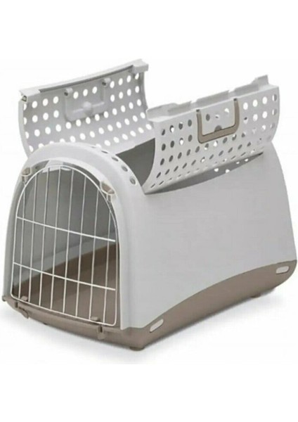 Gri Üstü Açılır Kedi Taşıma Çantası 50X32X34.5 cm