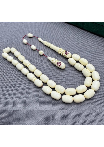 Eşref Bülbül Efsanesi Koleksiyonluk Yakut Taşlı Fil Dişi Tespih