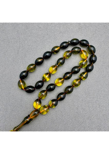 Sarı Ahmet Usta Işçilikli Yoğun Hareli Yeşil Beyzi Kesim Sıkma Kehribar Tespih modelleri