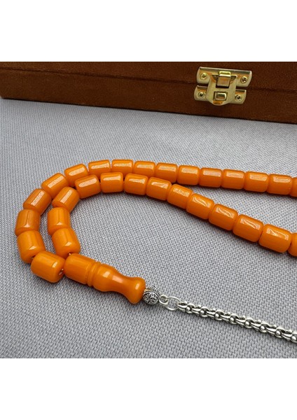 Alpaka Püskül Dizaynlı Turuncu Çubuk Malzeme Kapsül Kesim Sıkma Kehribar Tespih modelleri