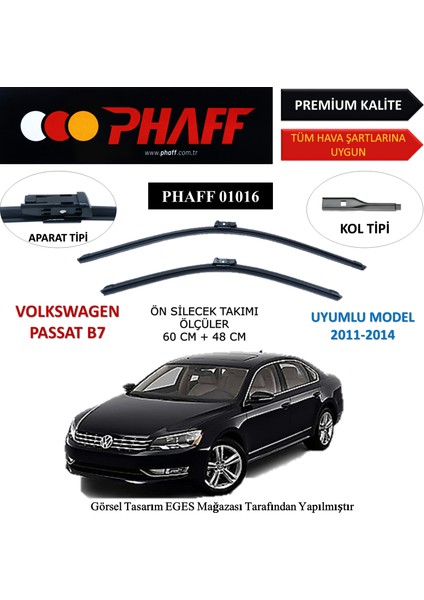 Volkswagen Passat (2011-2014) Ön Silecek Süpürgesi 600MM + 480MM