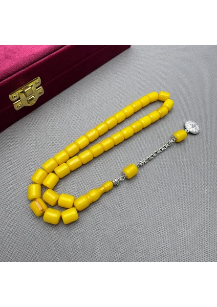 Alpaka Püsküllü Havşa Delim Renk Alan Özel Hamur Sıkma Kehribar Tespih