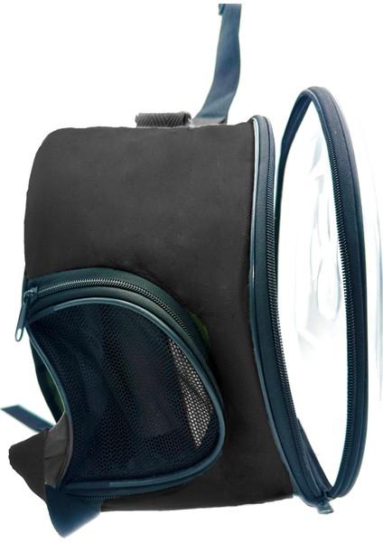 Omuz Askılı Pati Desenli Hava Kanallı Kedi ve Köpek Taşıma Çantası Siyah