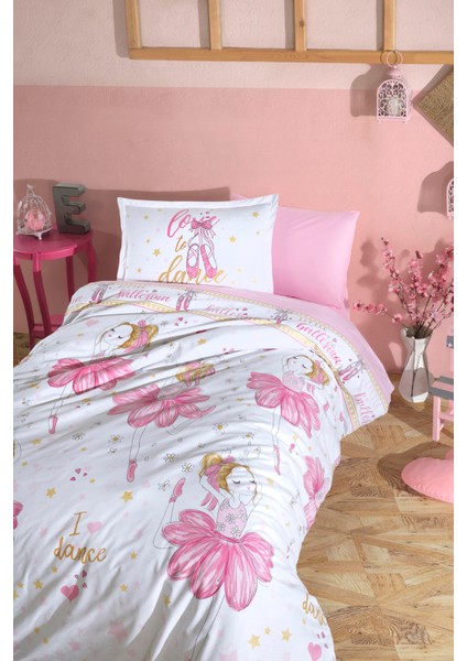 Ranforce Ballerina Pembe %100 Pamuk Tek Kişilik Nevresim Takımı