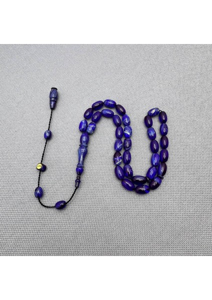 Muhammed Tacir Usta Işçilikli Mavi Hareli Sıkma Kehribar Tespih fırsatları